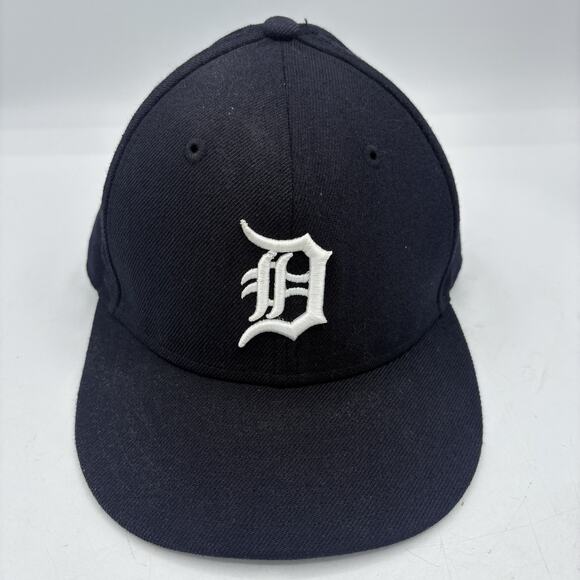 New Era 59Fifty Detroit Tigers MLB Fitted Cap Hat Size 6 1/2 Navy Blue 100% Wool - Picture 1 of 10